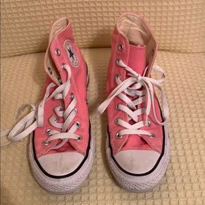 Barley worn pink high top converse